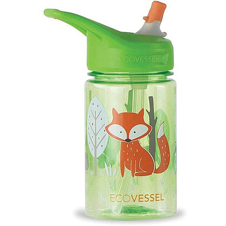 Eco Vessel Splash Single Wall Tritan Plastic Bottle w/Straw Top, Fox, 12oz, SPLS12FO