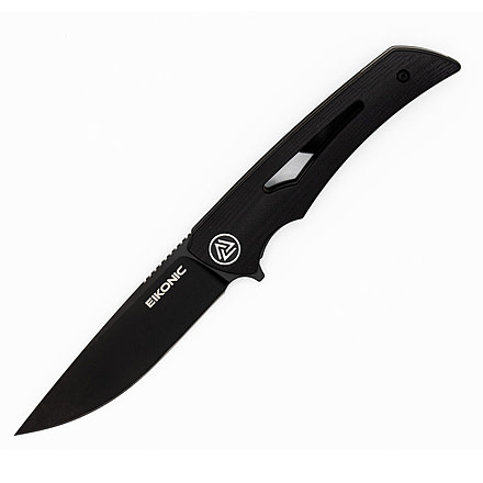 EIKONIC Knife Company Aperture Folding Knife, 3.14in, D2 Steel w/Rockwell Hardness of 59-60, G10 Handle, Black/ Black, 550BB