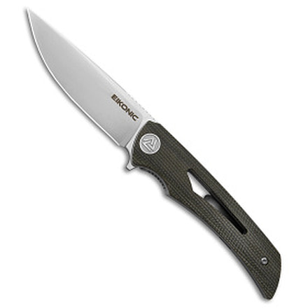 Eikonic Eikonic Aperture Liner Lock Folding Knife Olive Micarta 3.2" Satin, Green, D2, adult, BHQ-179375