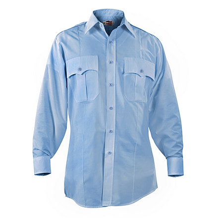 Elbeco Paragon Plus Short Sleeve Poplin Shirt, 16.5 in, 37 in, Blue, TP878-16.5-37