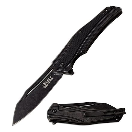 Elite Tactical Parallax Manual Folding Knife, 3.5in, Stainless Steel D2, Drop Point, Black, G10 Handle, ET-FDR005BK
