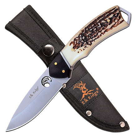 Elk Ridge Drop Point Fixed Blade Knife, 3.5 in, 3Cr13 Stainless Steel Stainless Steel, White, ER-200-21JB
