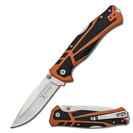 Elk Ridge Trek Manual Folding Knife, 3.5in, Stainless Steel 8Cr13MoV, Drop Point, Satin Handle, ER-TKFDR001