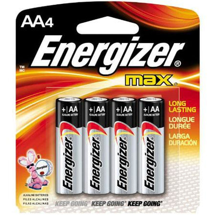 Energizer Max Alkaline AA Batteries 1.5 Volt, 4 Pack, E91BP-4