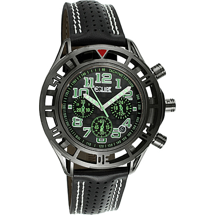 Equipe Chassis Watches - Men's - 58mm Case, Quartz Movement, Black/Green, One Size, EQUE806