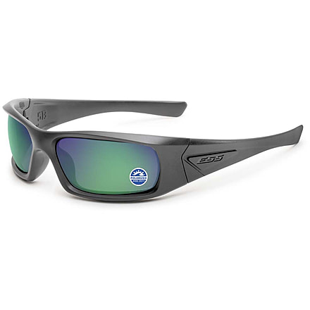 ESS Waterman 5B Sunglasses, Carbon Gray Frame, Polarized Mirrored Green Lens, Medium, EE9006-24
