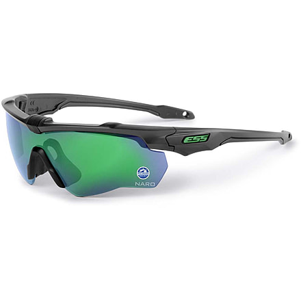 ESS Waterman CrossBladeNARO Sunglasses, Carbon Gray Frame, Polarized Mirrored Green Lens, Medium/Small, EE9034-20