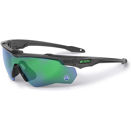 ESS Waterman CrossBladeSTD Sunglasses, Carbon Gray Frame, Polarized Mirrored Green Lens, Large, EE9032-29