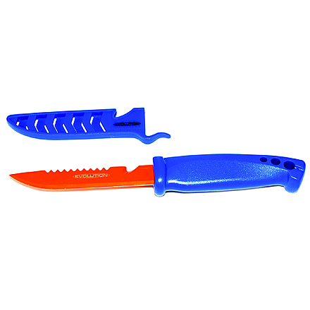 Evolution Bait Knife 4 in Blu Handle Org Blade Blu Cover, EV-BK4-GR