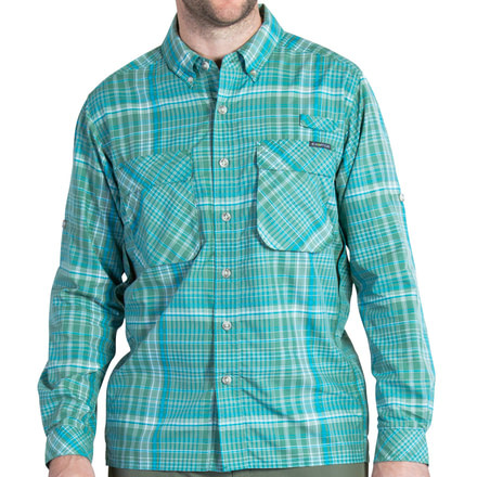 ExOfficio Air Strip Macro Plaid Long Sleeve Shirt - Men's -Riviera-Medium