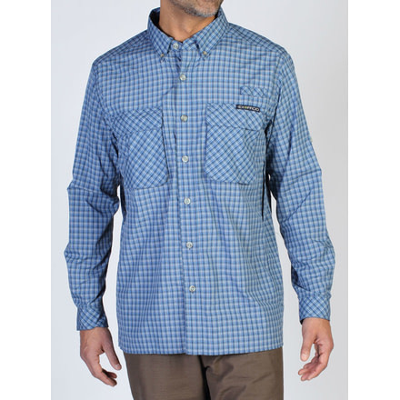 Air Strip Micro Plaid Long Sleeve Shirt - Mens-Galaxy-Small
