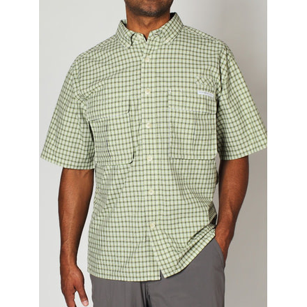 Air Strip Micro Plaid Short Sleeve Shirt - Mens -Olive-Small