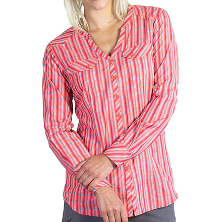 ExOfficio Airhart Long Sleeve Shirt - Women's -Hot Coral-Small