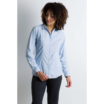 ExOfficio BA Zeta Stripe Long Sleeve Shirt Women's, Chambray, XL 21013076-5664_XL