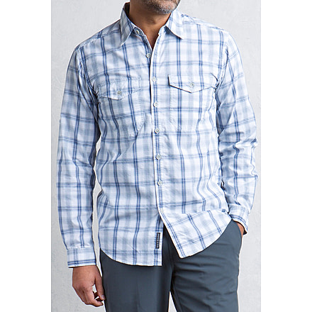 ExOfficio BugsAway Sol Cool Plaid Long Sleeve Shirt - Men's-Blue Lake-Small