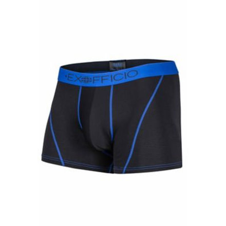 ExOfficio Give-N-Go Sport Mesh 3 Inch Boxer Brief Mens, Black/Royal, S, 12412458-9307-S