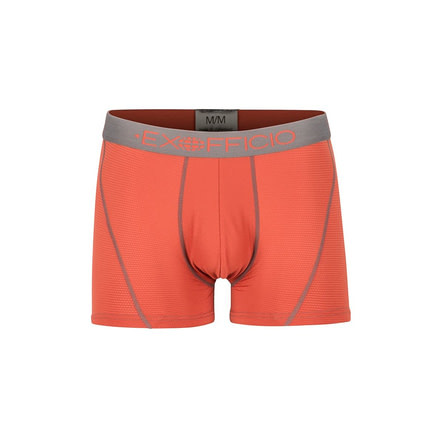 ExOfficio Give-N-Go Sport Mesh 3 Inch Boxer Brief, Retro Red/Slate, S, 12412458-3176-S