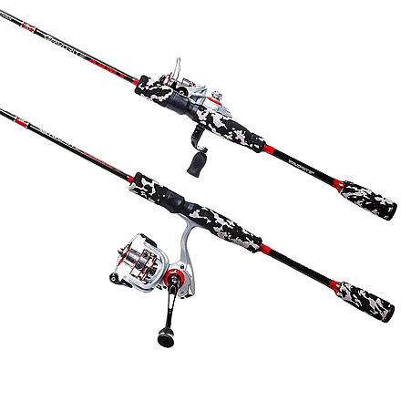 Favorite Fishing Army Spinning Combo, 6ft 6in, Medium, Black/Red, ARM662M10