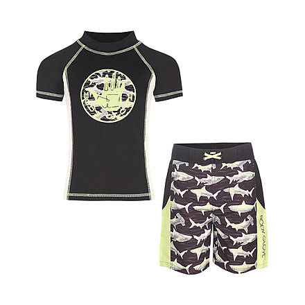 Body Glove Boys Rash Guard & Swim Shorts Set - Black & Green 44AAA0B2, 5, Black & Green, 8606BGS30-B-5