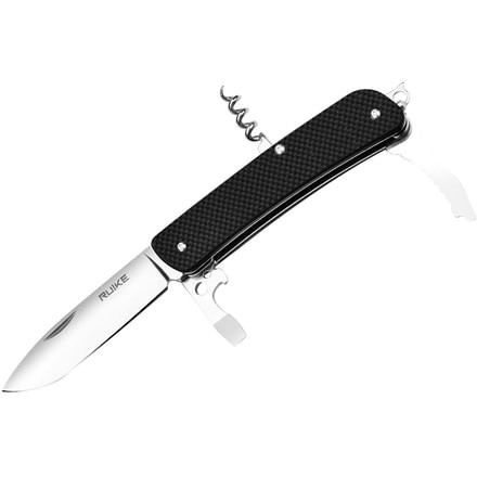 RUIKE L21 Multifunction Knife, 3.35in, 14C17N Stainless Steel, Clip Point, Plain Blade, Black, L21-B