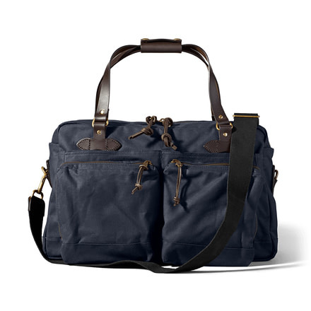 Filson 48-Hour Tin Cloth Duffle Bag, Navy, One Size, 11070328-Navy-OS - Brass