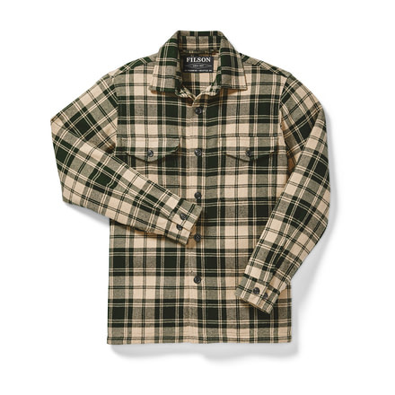 Filson Deer Island Jac-Shirt - Mens, Dark Cream/Green Plaid, Medium, 20105728-DRKCRM1-M