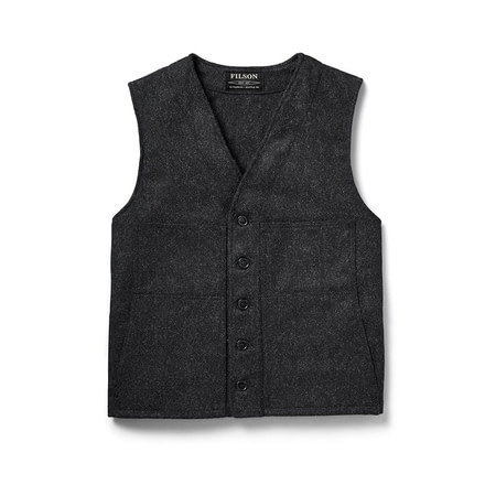 Filson Mackinaw Wool Vest - Extra Long, Charcoal, L Long 11010056-Charcoal-L