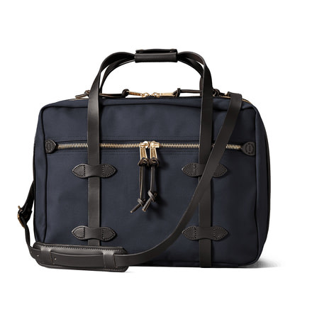 Filson Small Rugged Twill Pullman Suitcase, Navy, One Size, 11070346-Navy-OS - Brass