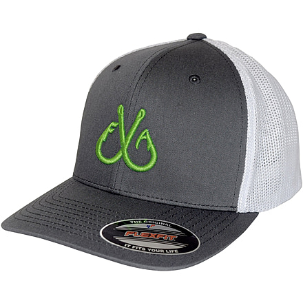 Filthy Anglers Flexfit Trucker Hat - Mens, White/Grey, FFHT-HOOK-CHA