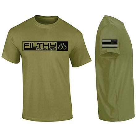 Filthy Anglers Military T-Shirt, Military Green, Medium, T-BANDOLV-M