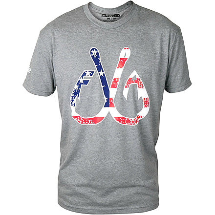 Filthy Anglers Patriotic Fishing Hooks T-Shirt - Mens, Grey, Extra Large, T-PATHKGRY-XL