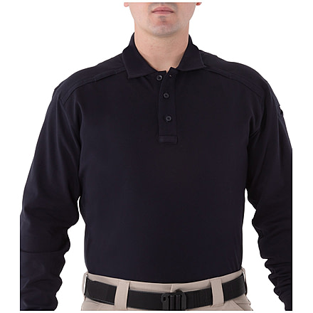 First Tactical Mens Cotton L/S Polo w/Pen Pocket, Midnight Navy, Small 111502-729-S
