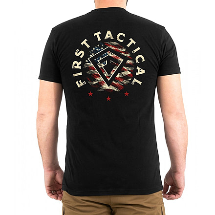 First Tactical Stars and Stripes Spear T-Shirt - Mens, Black, Extra Large, 112555-019-XL