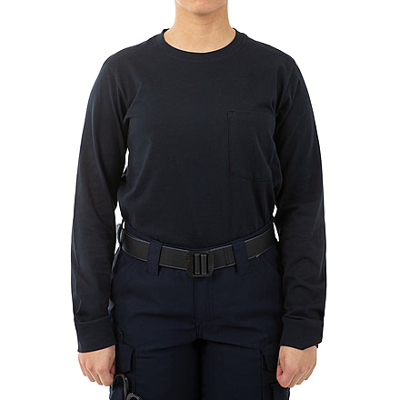 First Tactical Tactix Cotton Long Sleeve T-Shirt w/Chest Pocket - Womens, Midnight Blue, Large, 121510-729-L