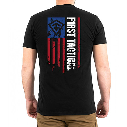 First Tactical Vertical Flag Graphic T-Shirt - Mens, Charcoal Grey, Extra Large, 112557-019-XL