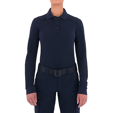 First Tactical WoMens Cotton L/S Polo w/Pen Pocket, Midnight Navy, Extra Small 121502-729-XS