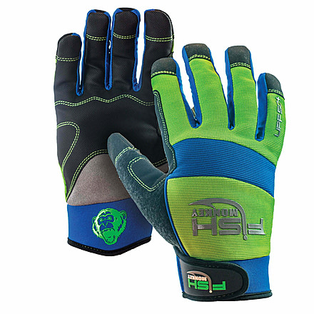 Fish Monkey Easy Work Waterman Gloves, Neon Green Royal, M, FM19-NGRROY-M