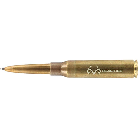 Fisher Space Pen .338 Caliber LAPUA Mag Brass Casing Space Pen with RealTree Logo, Raw Brass, 338-RT