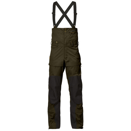 Fjallraven Keb Eco-Shell Bib Trousers - Mens-Dark Olive-Regular Inseam-Large