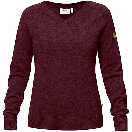 Fjallraven Sormland V-Neck Sweater - Womens, Dark Garnet, Medium, F90177-356-M