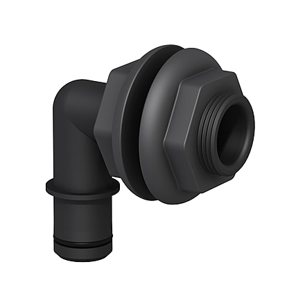Flow-Rite Qwik-Lok Flanged Thru-Hull 3/4 Fitting - 90 deg Elbow, Black, MA-007-QLB