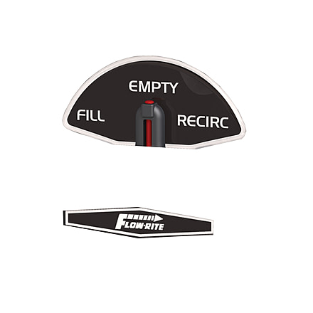 Flow-Rite System 4 Actuator Fill/EMPTy/Recirc - Replacement Decal, Black/White, MD-DCL-004-WHT