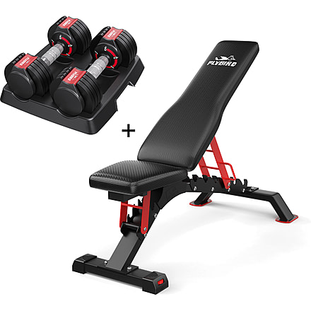 Flybird Fitness 15lb Weight Pro Bench Dumbbells Bundle Sets, 7820130189570