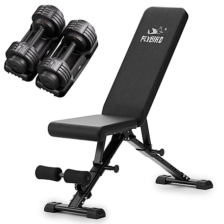 Flybird Fitness Exercise Machine &amp; Equipment Sets B8E8119D, Bench+55LB Dumbbells1 Pair, NSKFBDB55LB*2+SKFBWB149