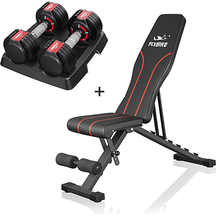 Flybird Fitness Fb139 1 Weight Bench Dumbbells Bundle Set, 15lb, 7819020304642