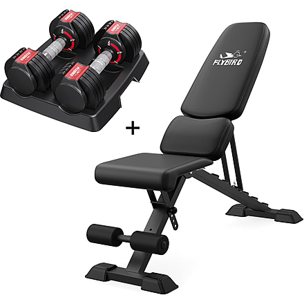 Flybird Fitness Wp129 Weight Bench Dumbbells Bundle Set, 15lb, 7820158009602