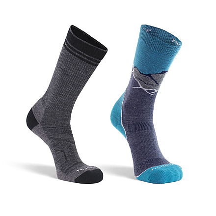 Fox River Mens Merino Wool Lightweight Crew Hiking Sock Bundle - 2 Pack 97496E36, Large, Multi, 152055
