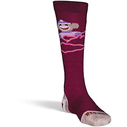 Fox River Monkey Ski, Monkey Do Lightweight Over-the-Calf Ski and Snowboard Sock - Kids, Berry, Large, 151261