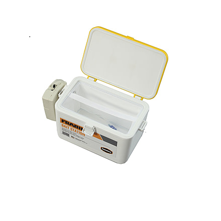 Frabill Bait Box with Aerator, White/Yellow, 8 Quarts, PMC14042
