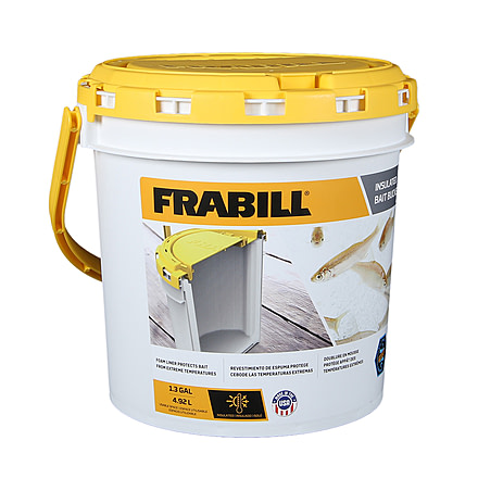 Frabill Bait Bucket Insulated, White/Yellow, 1.3 Gallon, PMC4822